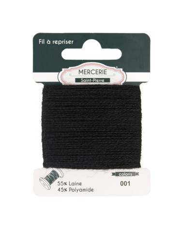 Wool darning thread 15m black