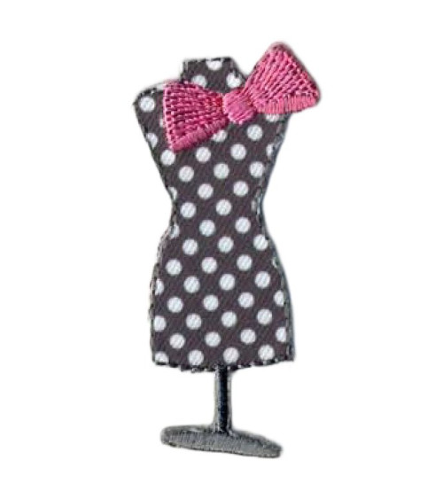 Gray polka dot mannequin iron-on patch