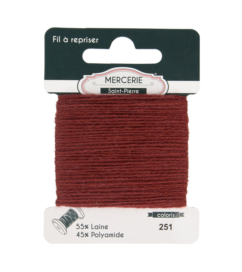 Wool darning thread 15m burgundy
