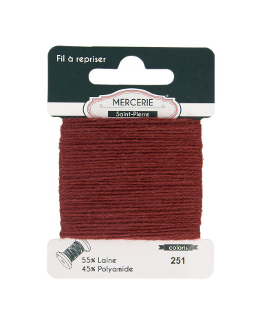Wool darning thread 15m burgundy