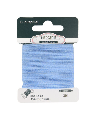 Fil à repriser laine 15m bleu clair
