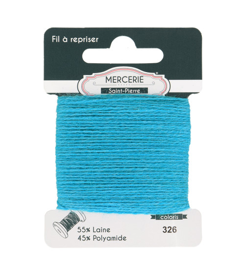 Wool darning thread 15m turquoise blue