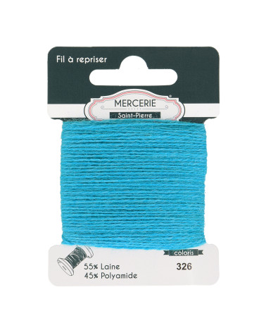Wool darning thread 15m turquoise blue