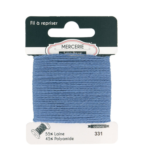 Wool darning thread 15m blue