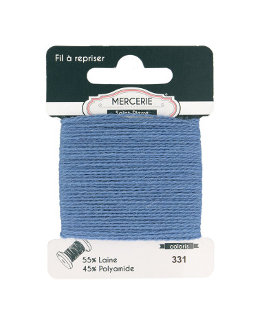 Wool darning thread 15m blue