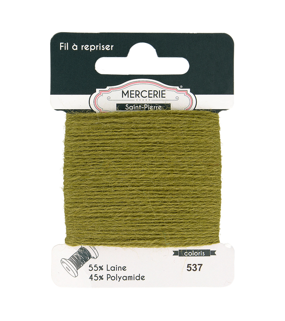 Wool darning thread 15m khaki green