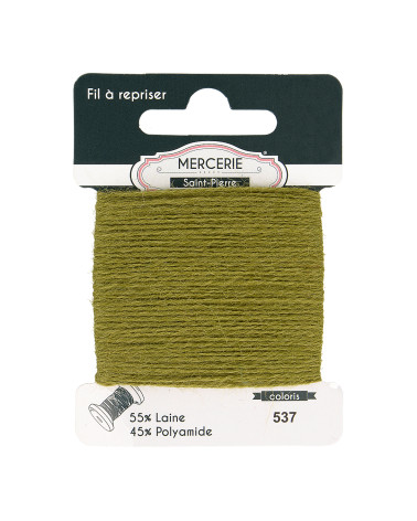 Wool darning thread 15m khaki green