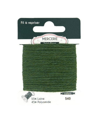 15m bottle green wool darning thread