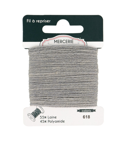 Wool darning thread 15m gray