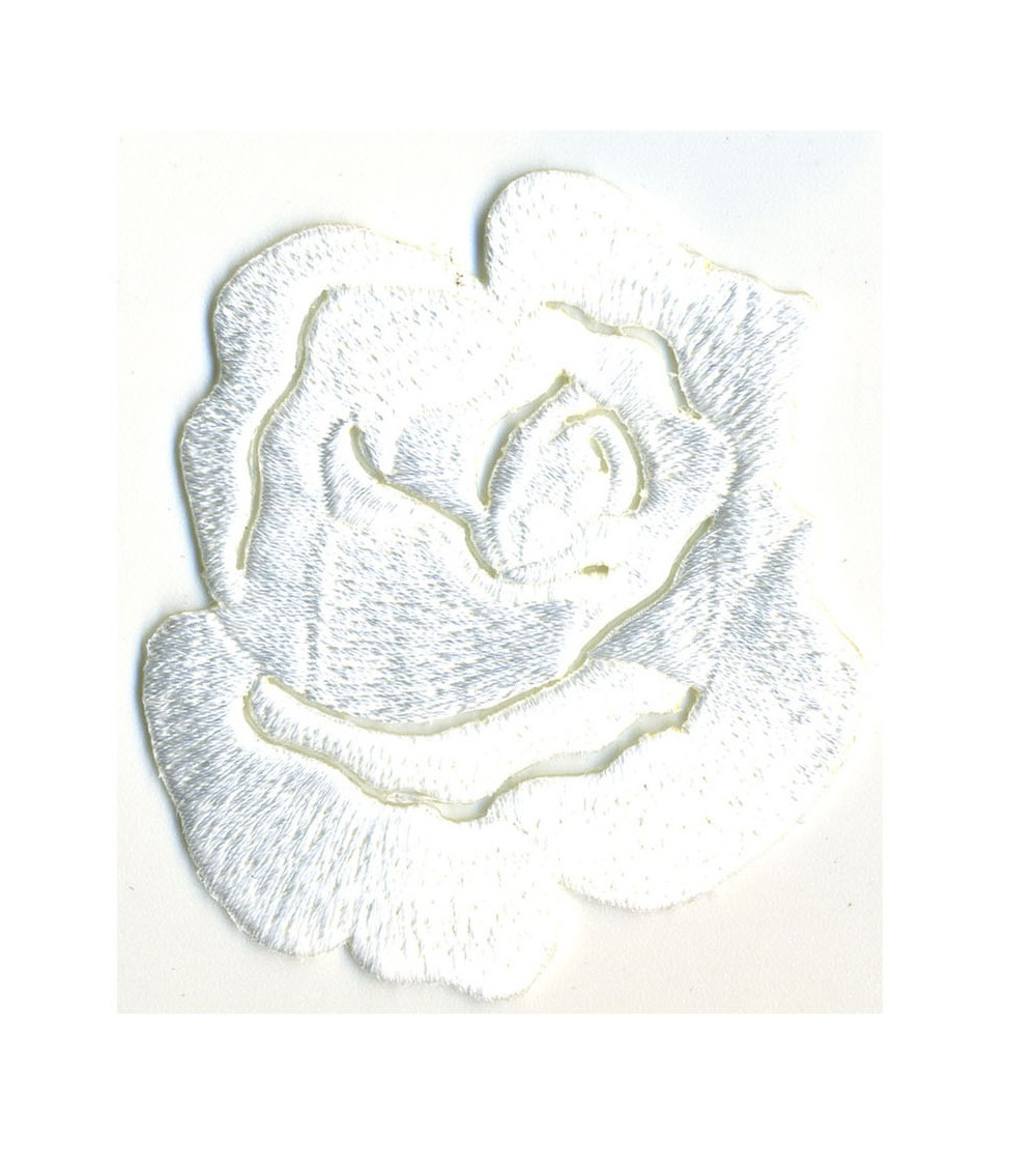 White rose iron-on patch