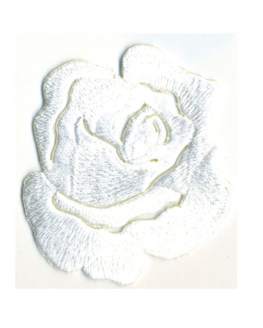 White rose iron-on patch