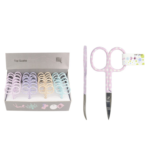 Embroidery scissors curved tip pastel polka dots 9mm random color