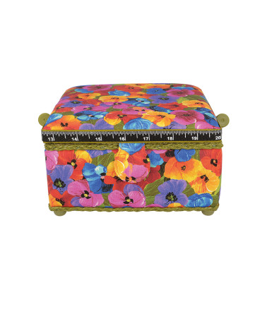 Boîte couture 20x20x11cm coquelicots