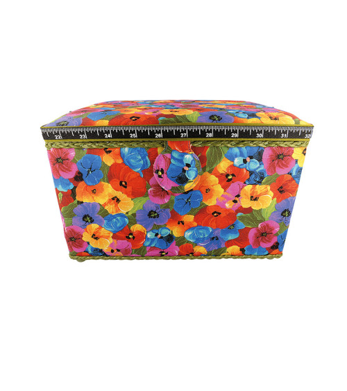 Boîte couture 21x28x19 coquelicots
