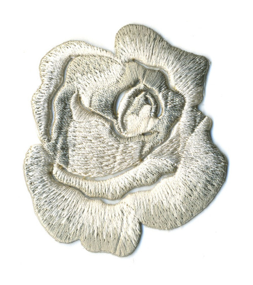 Gray rose iron-on patch
