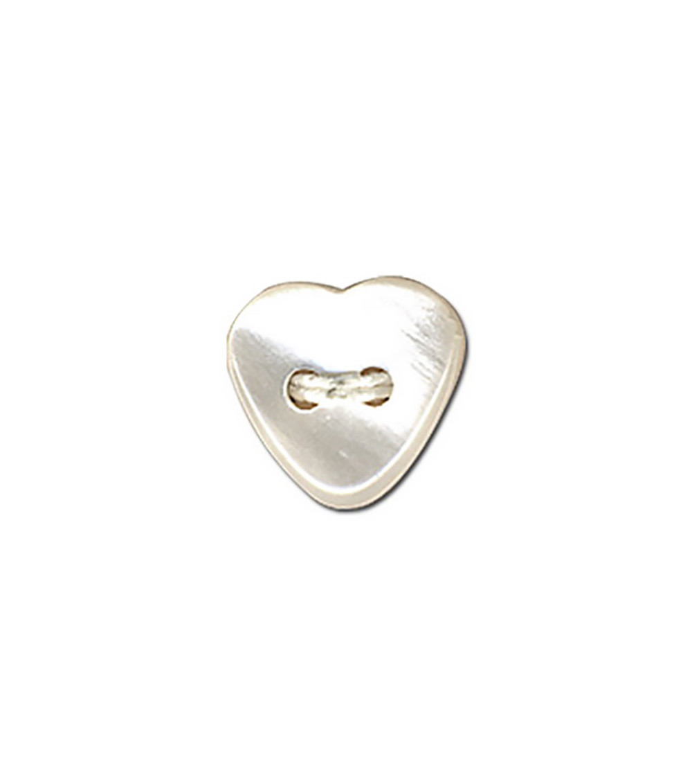 Set of 6 heart buttons 12mm White