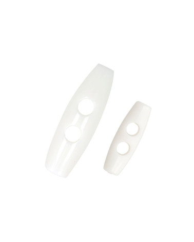 Set di 6 tronchetti in poliestere 2 fori 25mm Bianco