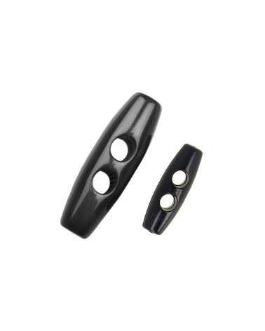 Set mit 6 Polyesterstämmen, 2 Löcher, 40 mm, Schwarz