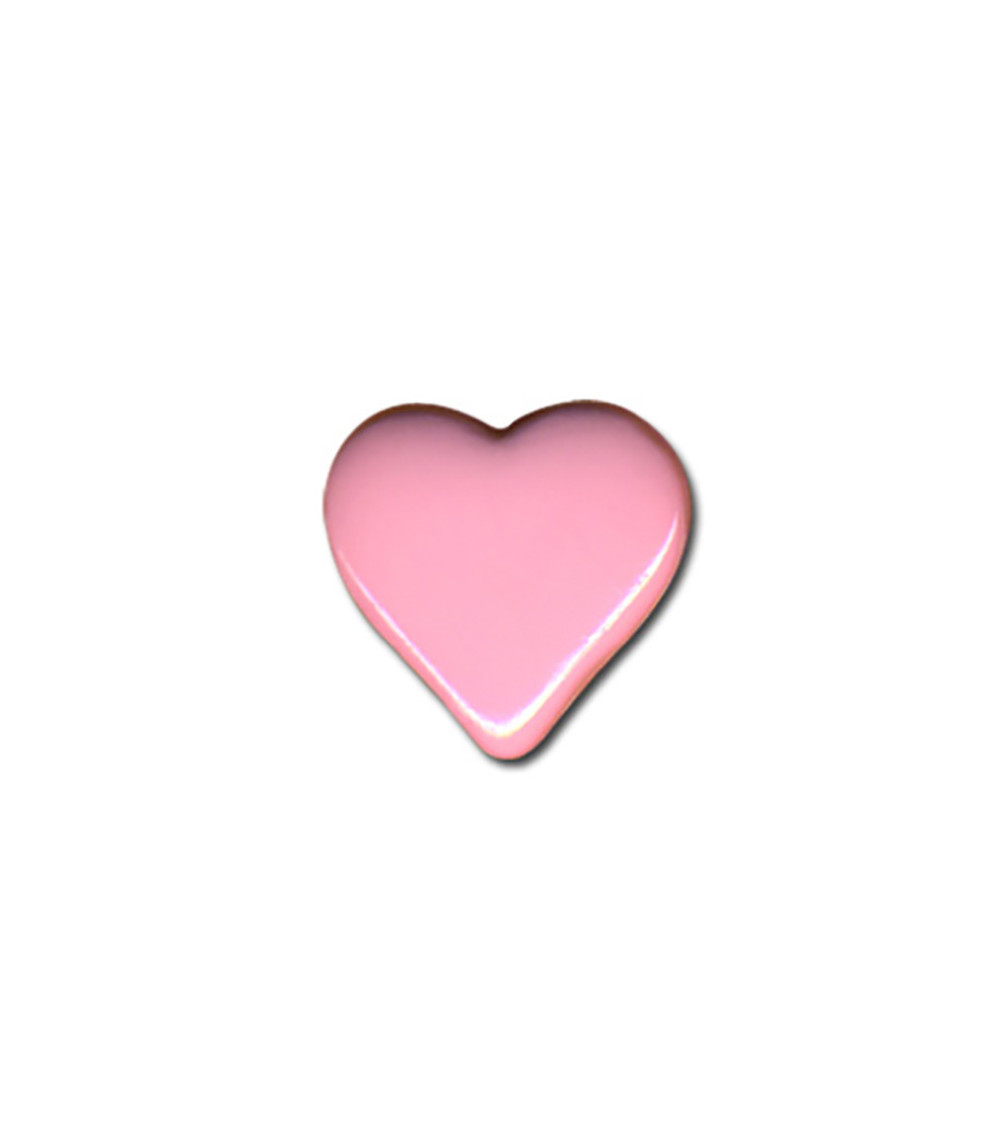 Lote de 6 botones con vástago en forma de corazón 15 mm Rosa bebé