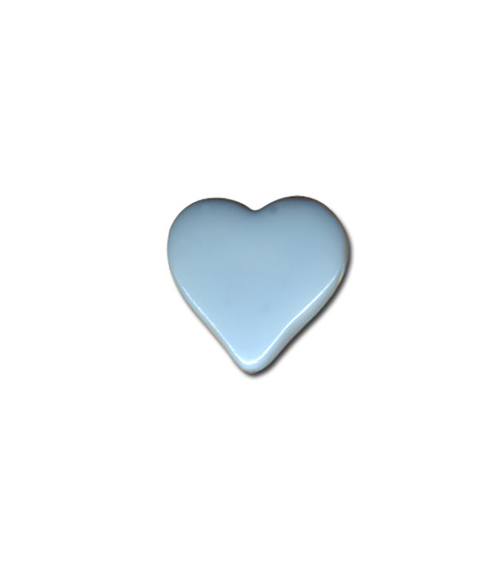 Set of 6 heart-shaped buttons 15mm Sky Blue