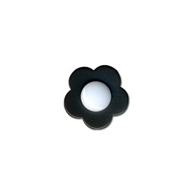 Lot de 6 boutons fleur coeur blanc 14mm Noir