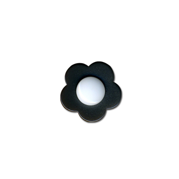 Lot de 6 boutons fleur coeur blanc 14mm Noir