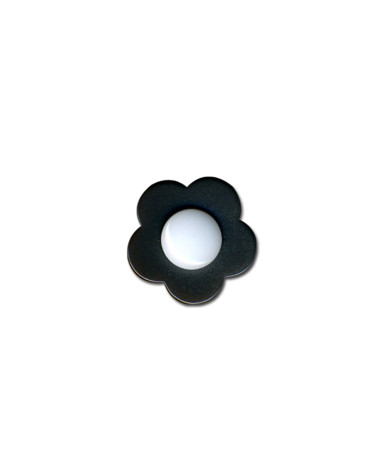 Set of 6 white heart flower buttons 14mm Black