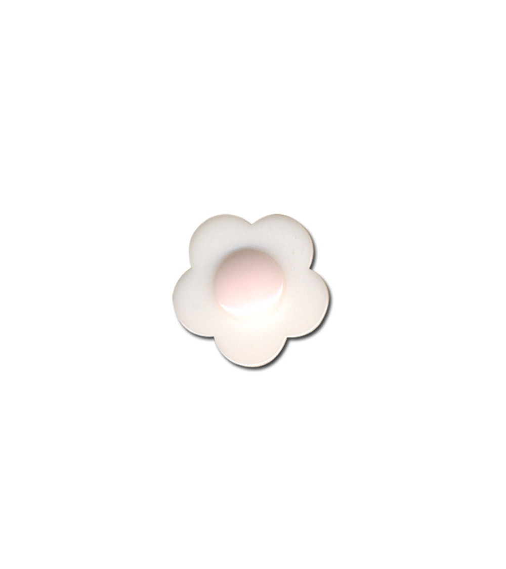 Set mit 6 weißen Herz-Blumenknöpfen, 18 mm, Weiß