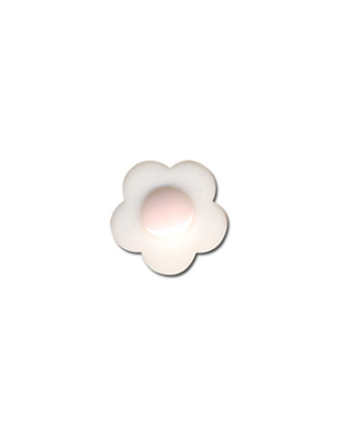 Set mit 6 weißen Herz-Blumenknöpfen, 18 mm, Weiß