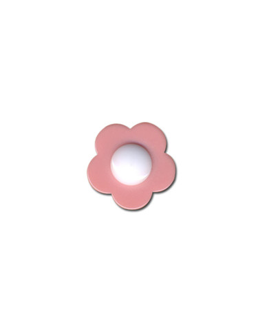 Set of 6 white heart flower buttons 18mm Fuchsia