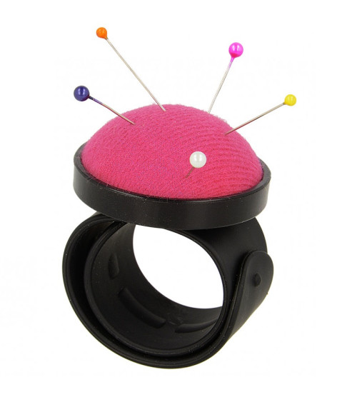 Bracelet porte epingles noir/fuchsia 