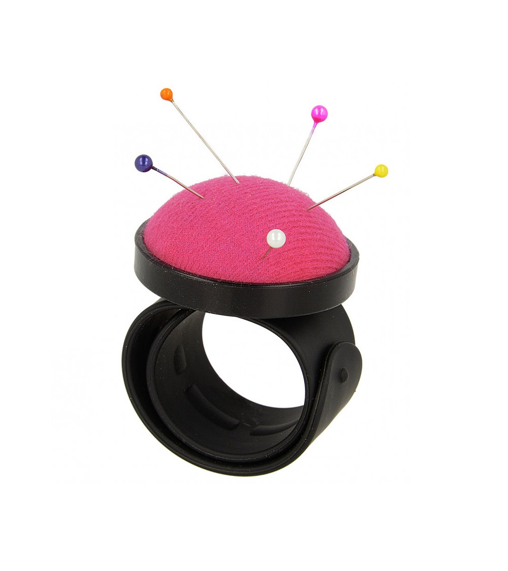 Bracelet porte epingles noir/fuchsia 