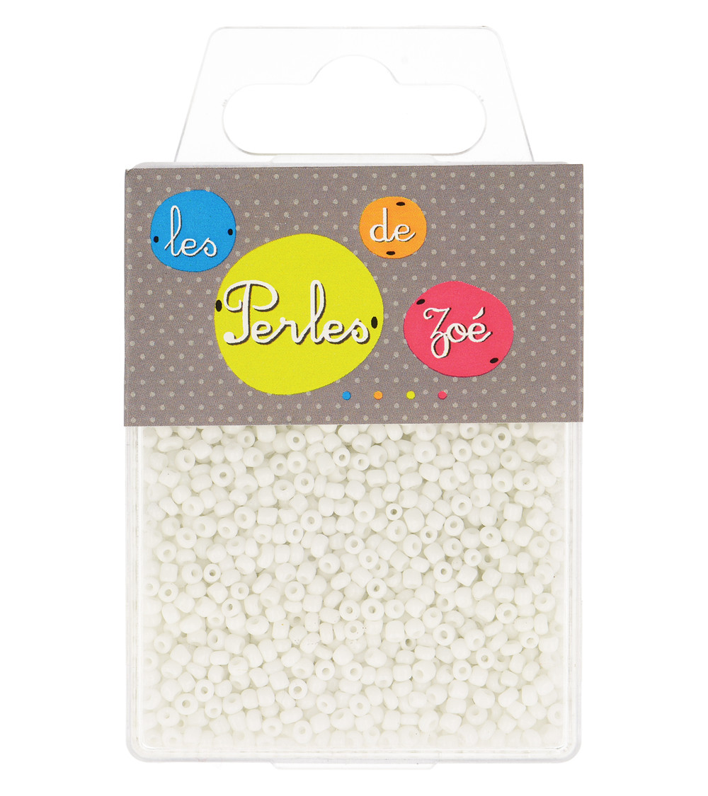 Perles de verre 12/0 blanches boite de 40g Perles de verre 12/0 blanches boite de 40g