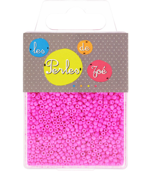 Perles de verre 12/0 rose fluo boite de 40g