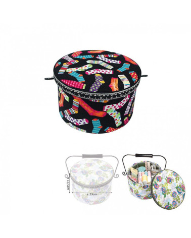 Round sewing box 22x13.5cm socks