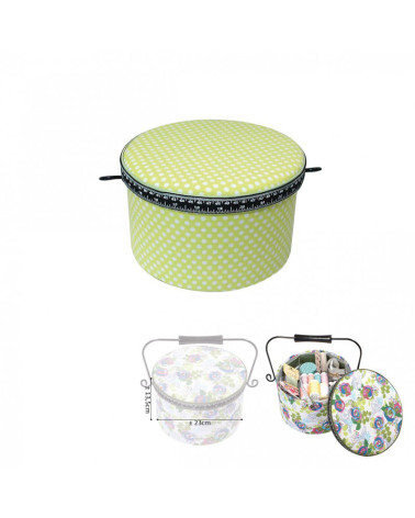Scatola da cucito rotonda 22x13,5 cm pois verdi