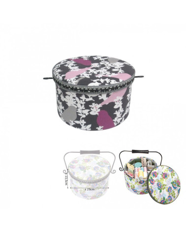 Round sewing box 22x13.5cm romantic dress