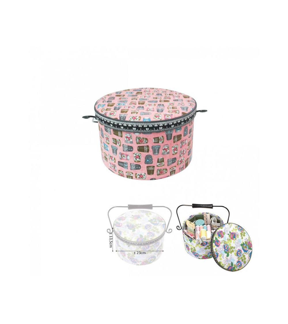 Scatola da cucito rotonda 22x13,5 cm Ditali da cucito