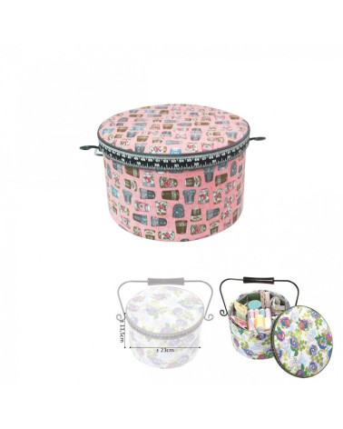 Scatola da cucito rotonda 22x13,5 cm Ditali da cucito