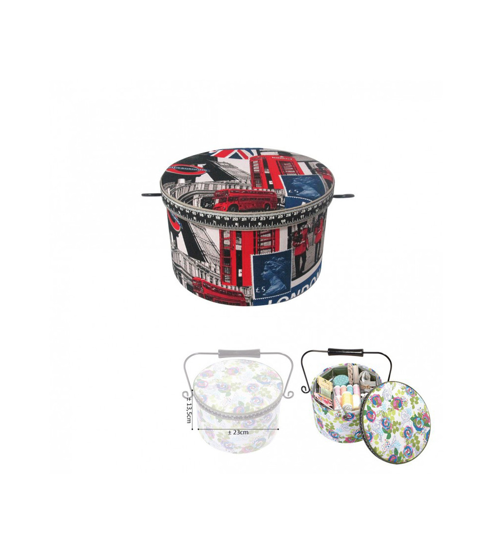 Scatola da cucito rotonda 22x13,5 cm Londra