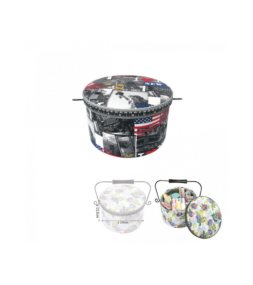 Round sewing box 22x13.5cm New York