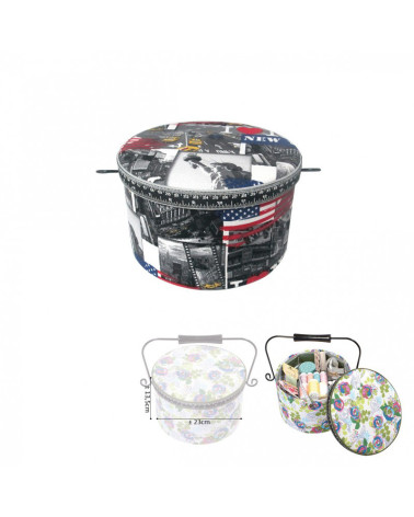 Round sewing box 22x13.5cm New York