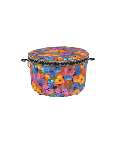 Scatola da cucito rotonda 22x13,5 cm papaveri