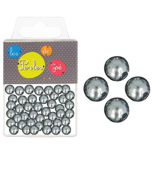Perles rondes grise foncé 16mm - boite de 9 perles