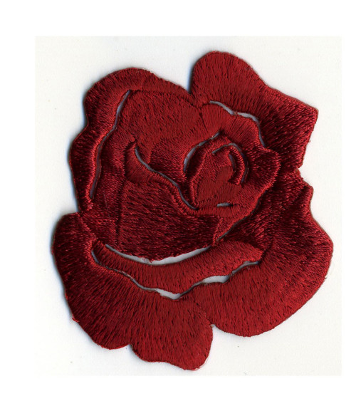 Deep red rose iron-on patch