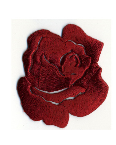 Deep red rose iron-on patch