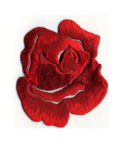 Bright Red Rose Iron-On Badge