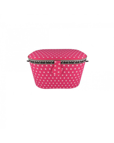 Costurero ovalado 21x31x18cm estrellas rosas