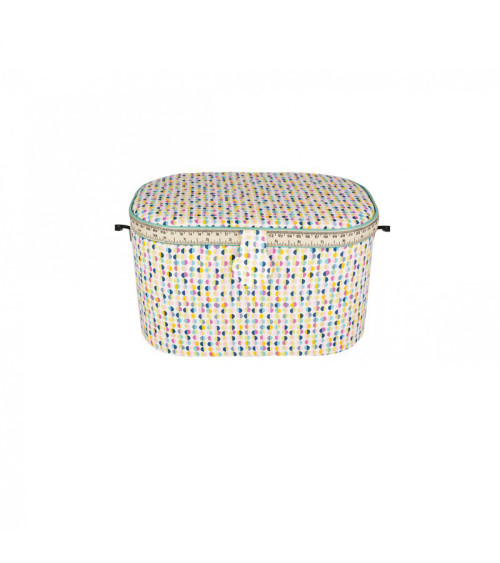 Oval sewing box 21x31x18cm multicolored dots light background