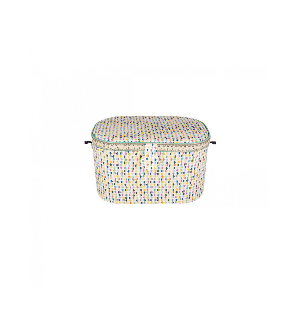 Oval sewing box 21x31x18cm multicolored dots light background